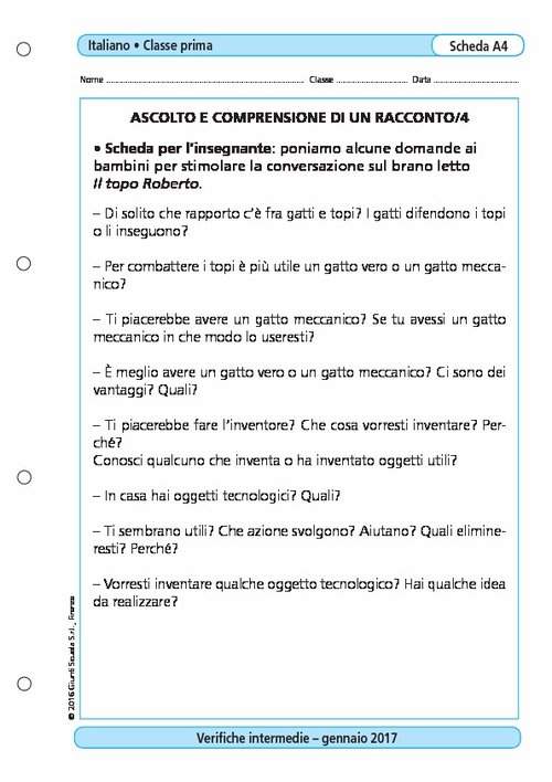 Ascolto E Comprensione Di Un Racconto Giunti Scuola