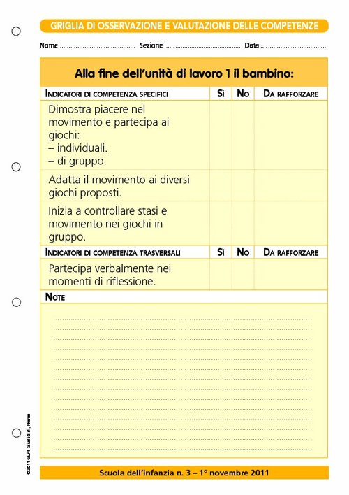 Griglia Di Osservazione E Valutazione Delle Competenze Il Corpo In