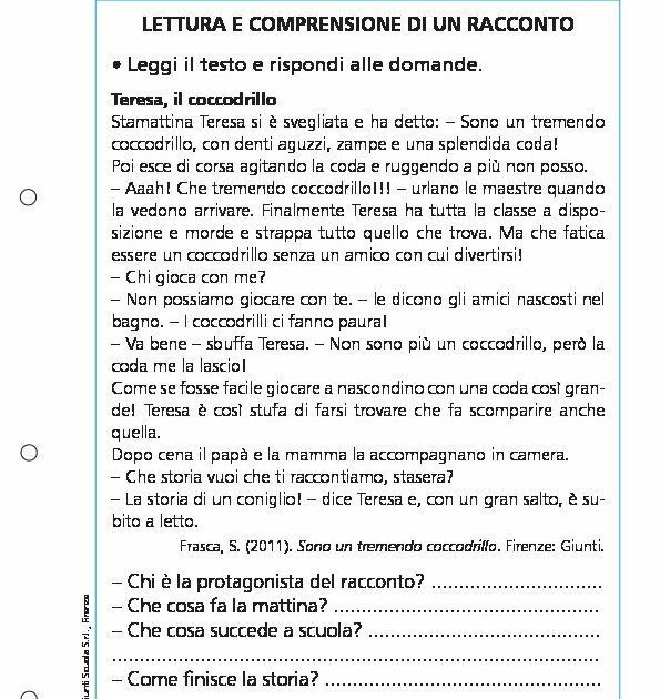 Lettura E Comprensione Di Un Racconto Giunti Scuola