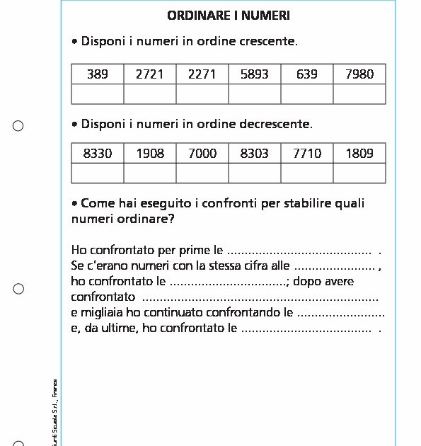 Ordinare I Numeri Giunti Scuola