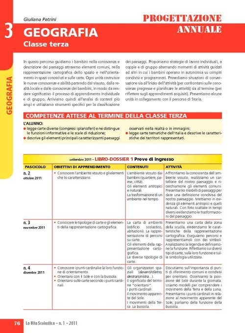 Progettazione Annuale Geografia Classe Giunti Scuola